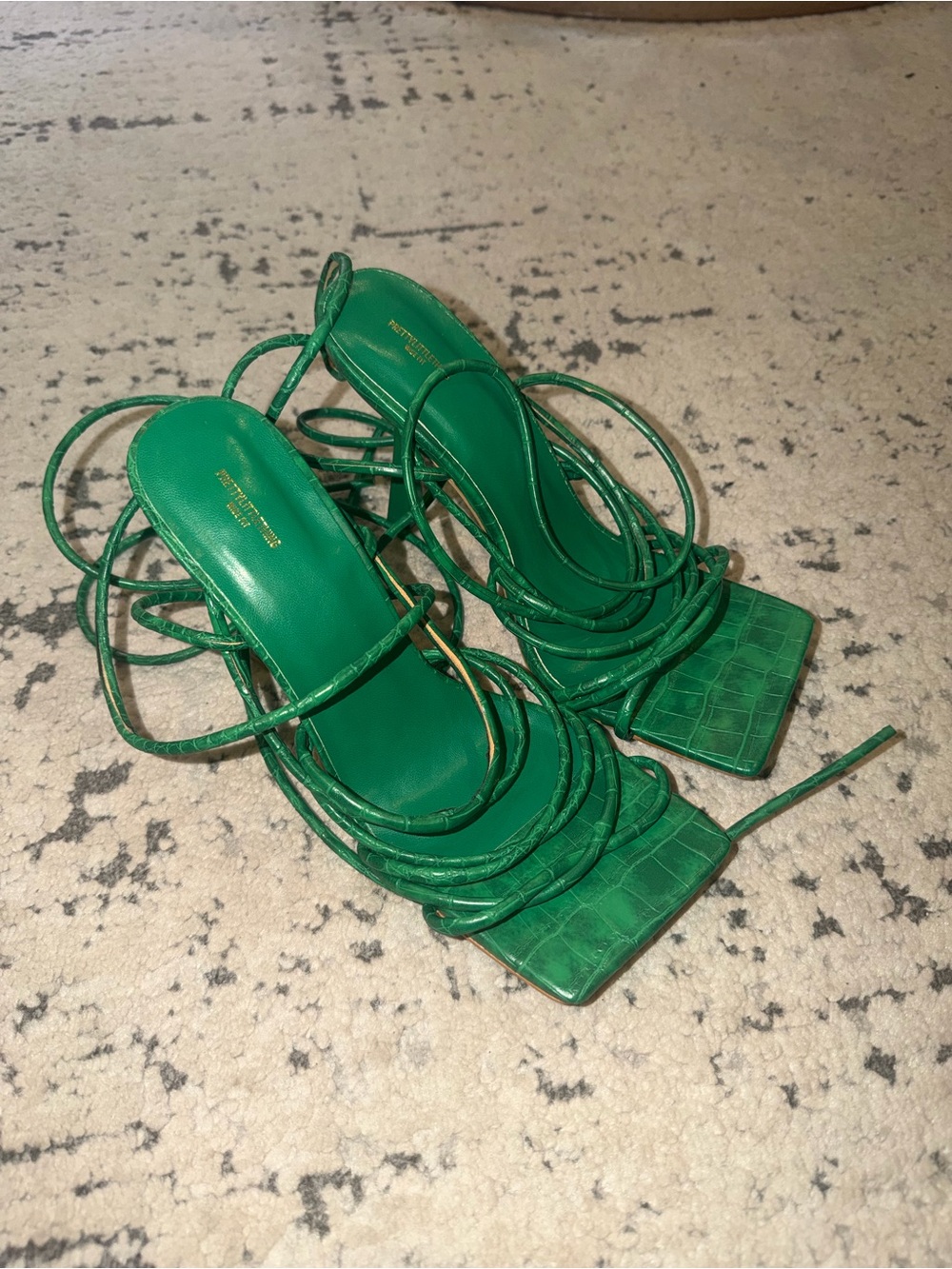 Pretty little thing Green Strappy Square-Toe Women's Sandals